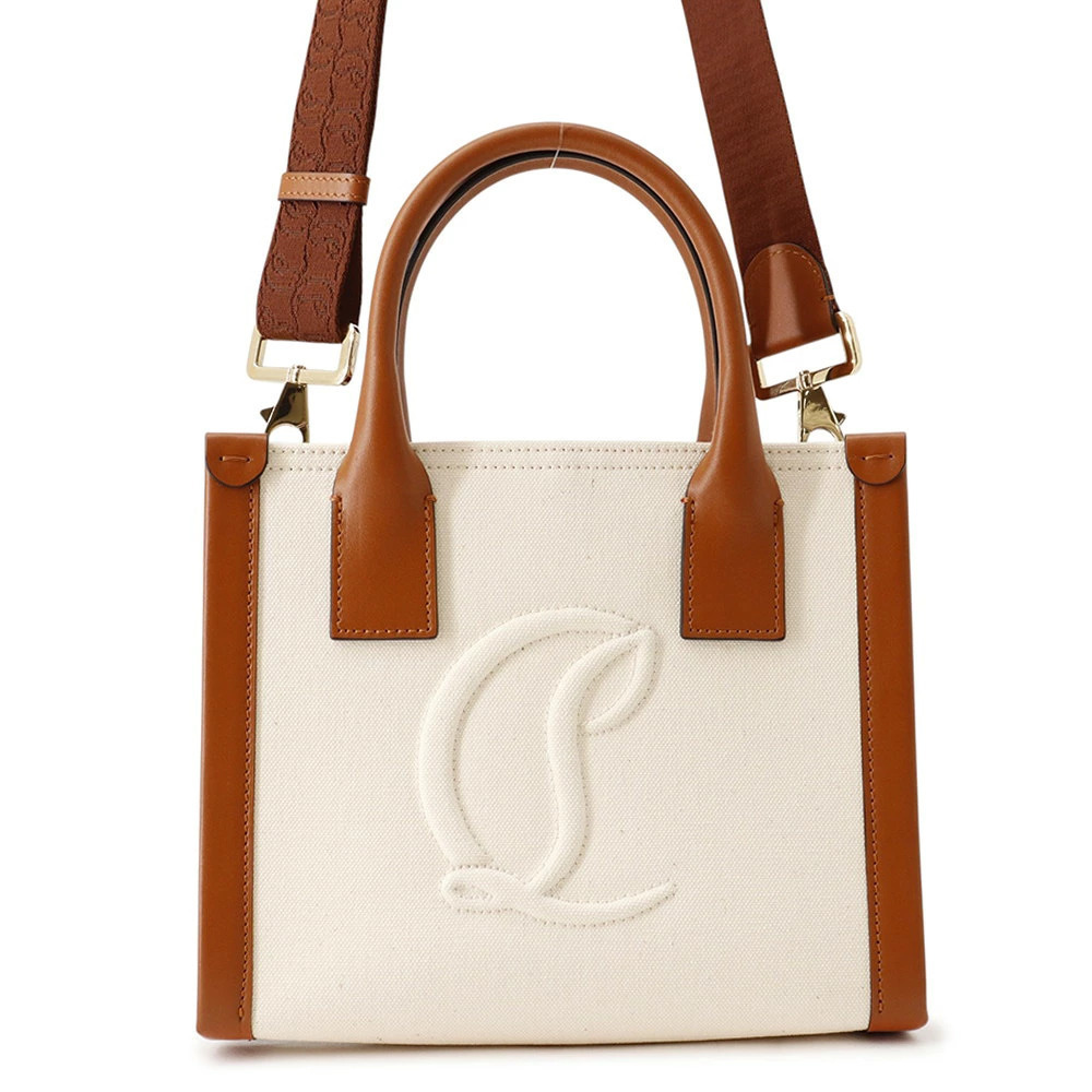 Christian Louboutin By My Side Canvas Leather 2Way Shoulder Bag Black